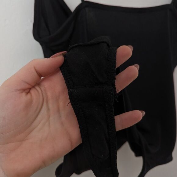 Intimately Free People black shimmer stretch Cowls in the Club thong bodysuit - Picture 5 of 7